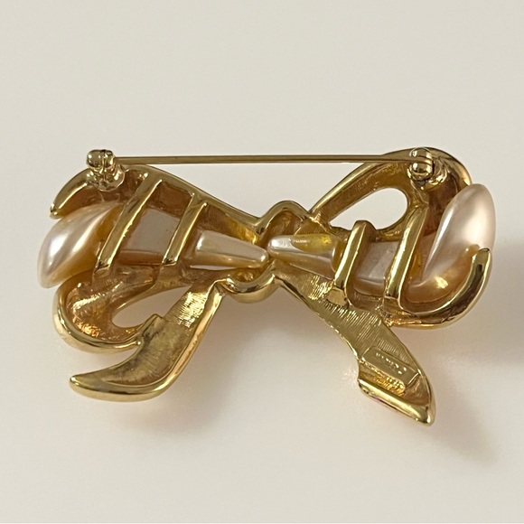 Vintage Napier Gold Tone Bow Brooch - Picture 7 of 14